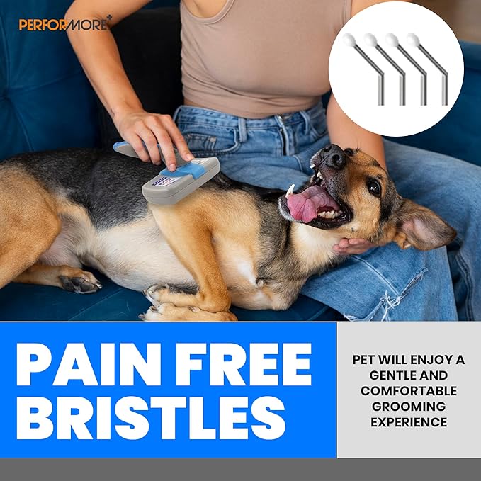 Performore Pet Grooming Brush, Self Cleaning Slicker Brush with Stainless Steel Wire Bristles for Dogs and Cats, Shedding Grooming Tools for Fur Pets Hair Brush
