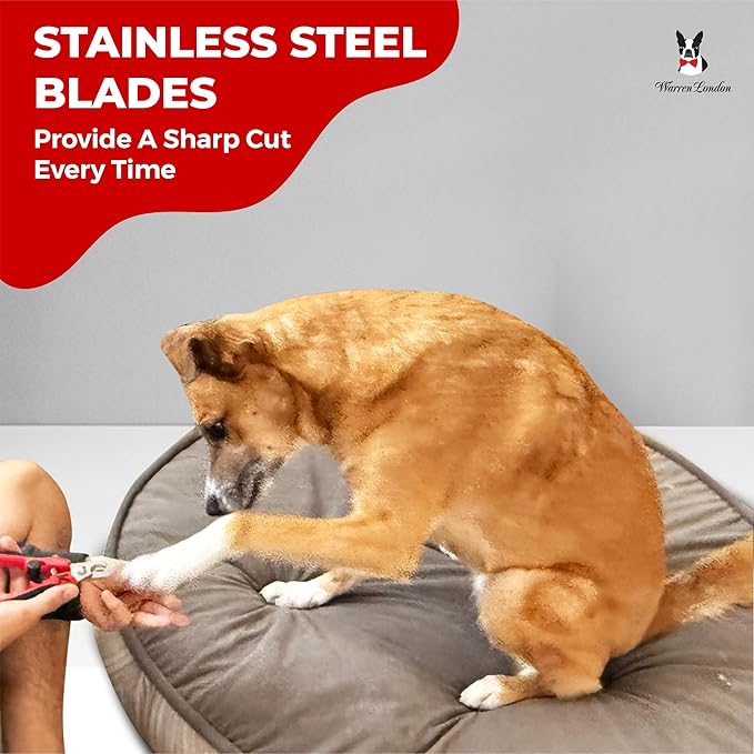 Warren London Dog Nail Clippers – Strong Enough for All Dog Sizes | Stainless Steel Blade | Ergonomic Grip | Nail Safety Guard | Professional Grooming Tool