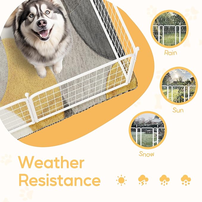 HealSmart Dog Playpen Indoor, Puppy Playpen Indoor for Yard, Camping, 40" Height 8 Panels Heavy Duty Dog Pen for Small/Medium Dogs, White