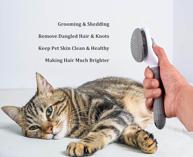 Self Cleaning Slicker Brush - Dog Cat Bunny Pet Grooming Shedding Brush - Easy to Remove Loose Undercoat - Pet Massaging Tool Suitable for Pets with Long or Short Hair…