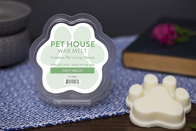 One Fur All Pet House Spring and Summer Wax Melts for Pet Odor, Natural, Plant Based Soy Wax Melts, Long Lasting Fragrance for Fresh Smelling Homes, Juicy Melon