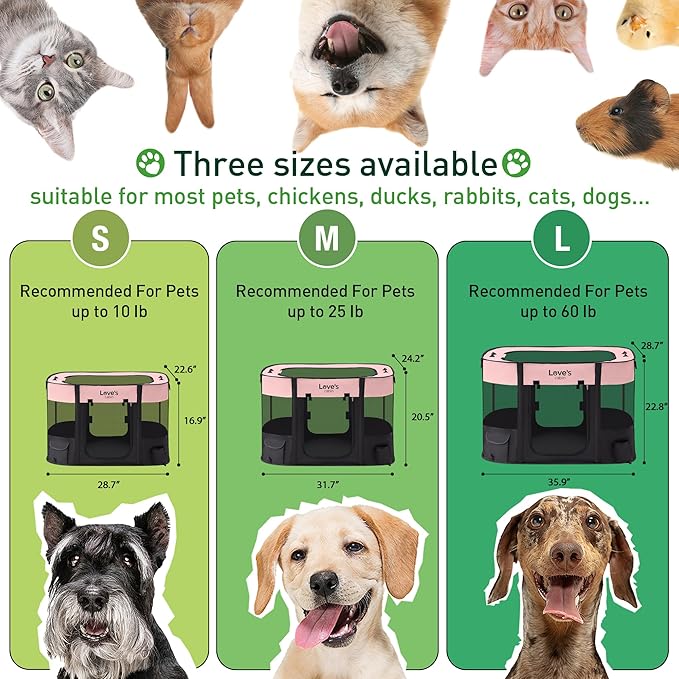 Love's cabin Pet Puppy Dog Playpen, Small Dog Tent Crates Cage Indoor/Outdoor, Portable Exercise Playpen for Cat, Foldable Pop Up Dog Kennel Playpen with Carring Case (S, Pink)