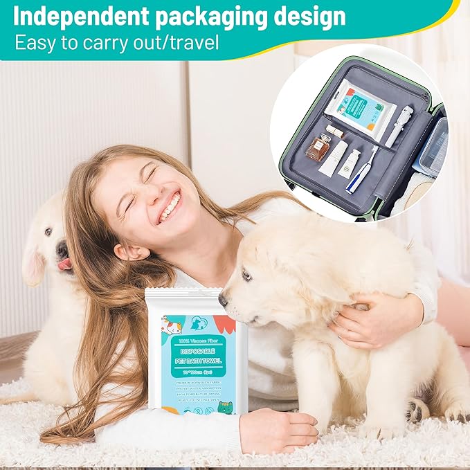 6 Pack Disposable Dog Towel,Soft Large Dog Bath Towels Made of Microfiber for Drying Dogs,Cats (6)