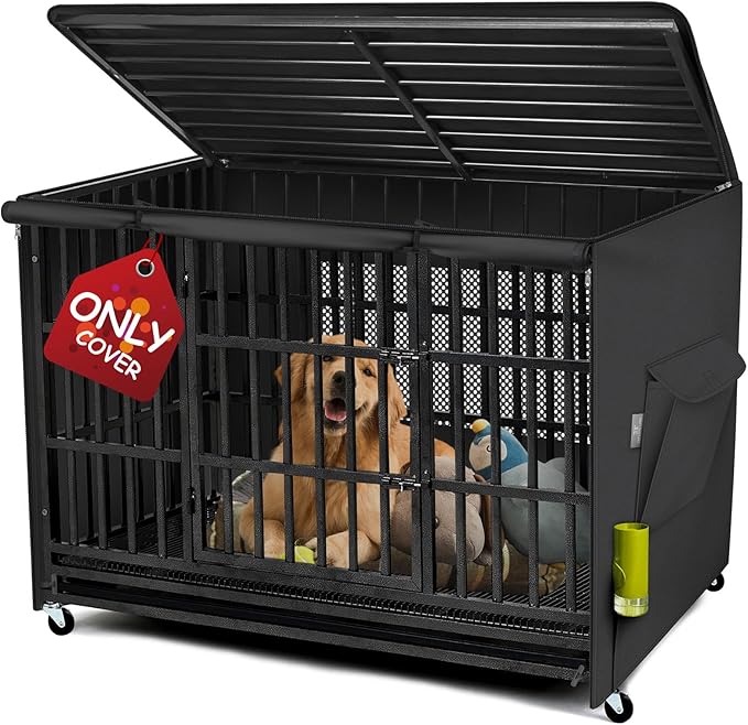 Explore Land 36 inches Dog Crate Cover with Top Panel Non-Toxic Inodorous Polyester Friendly for Dogs (Black)
