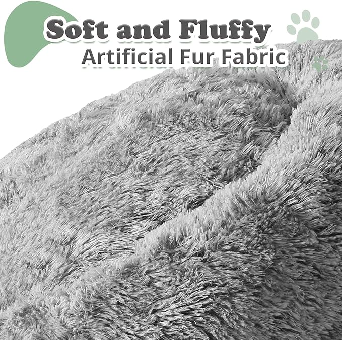 JOLLYVOGUE Dog Beds, Calming Small Dog Bed, Anti-Anxiety Dog Bed for Small Dogs, Fluffy Donut Dog Bed, Cozy Dog Cat Cushion Bed for Small Medium Dogs and Cats (20")