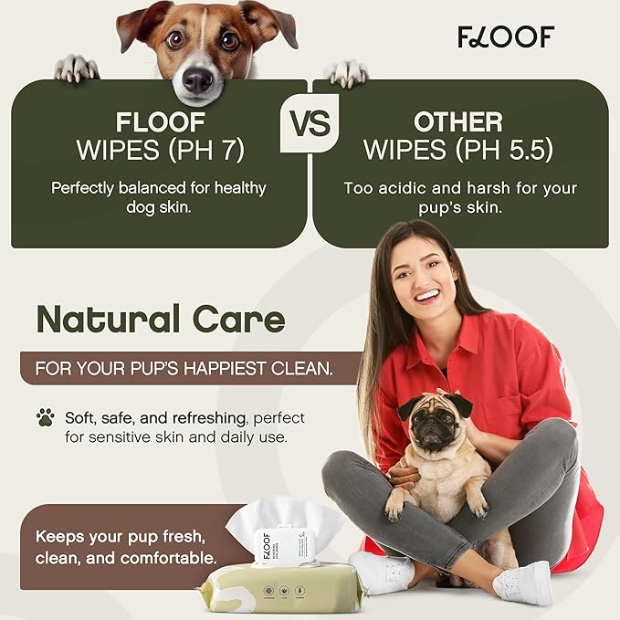 Hypoallergenic Renewing Dog Wipes - Grooming Natural Fresh Aloe Wipes for Paws, Face, Skin, Eyes, Ears, Butt - Perfect for Puppy & Adult Dogs - Vet Dermatologist Formulated - Extra Thick (72 Count)