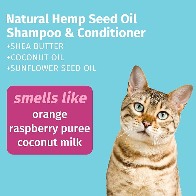 Hempz Petz, Cat Shampoo & Conditioner, Creamy Orange & Red Raspberry 2 in 1 Shampoo & Conditioner 17 oz.