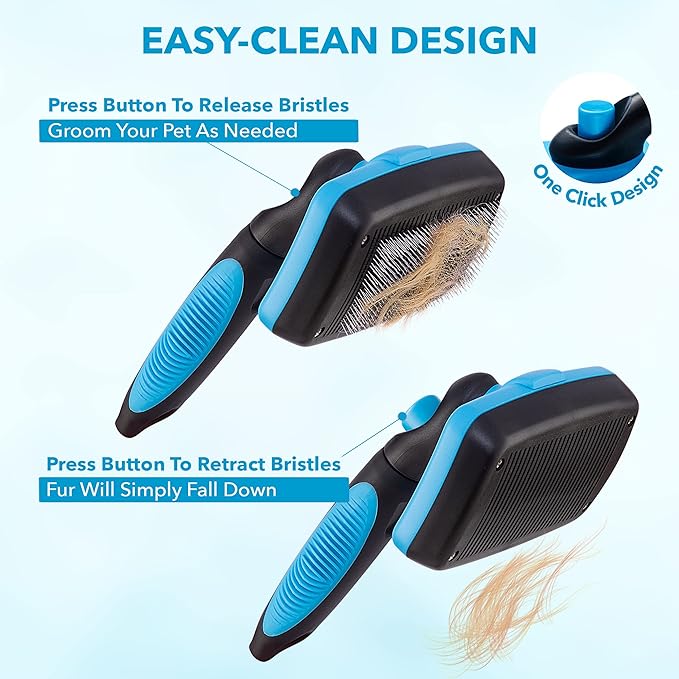 Boshel Self Cleaning Grooming Brush for Dogs, Cats & Pets - Slicker Brush for Long & Short Hair, Doodles, Poodles, Large & Small Breeds