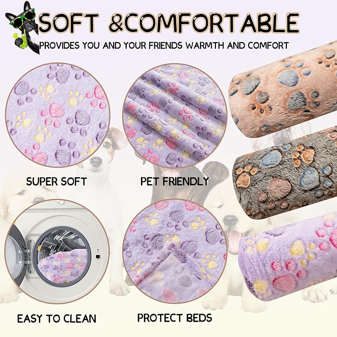 Dog Blankets for Dogs, Large Blanket Medium Blanket Dog Cat Soft Fuzzy Blankets Washable,Comfort Flannel,Fuzzy Soft Blankets for Dogs,Pet Blanket,Reversible Cow Print,41 x 31 inch,Dark Blue