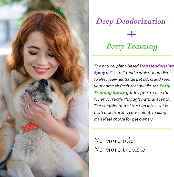Dog Potty Training Spray & Dog Deodorant Spray, Assisted Puppy Potty Training,Eliminate Dog Urine Odor, 1.69 Fl Oz Spray Set (1.69 Fl Oz Spray Set)