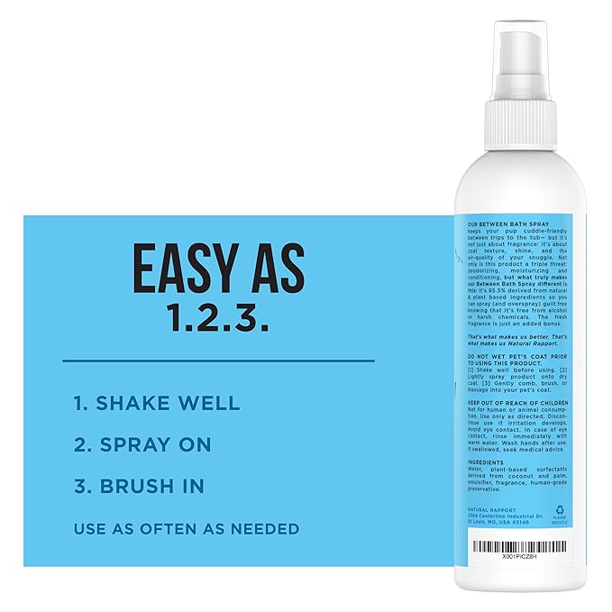 Natural Rapport Dog Deodorant Spray, The Only Between Bath Spray Dogs Need, Natural Cat and Dog Cologne Spray Eliminates Smelly Odours Between Baths (Male)