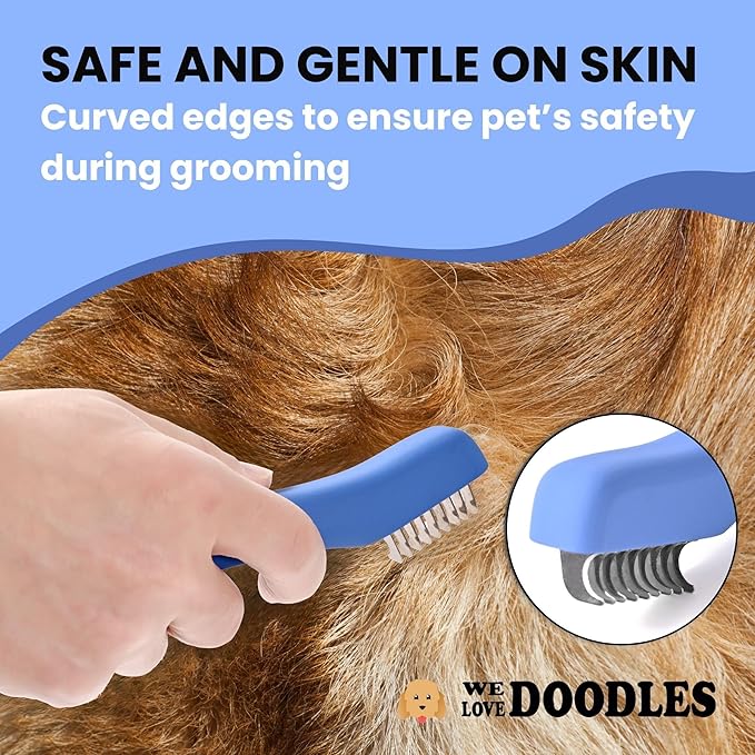 We Love Doodles Dematting Comb for Dogs - Dog Hair Mat Remover, Detangler Comb & Deshedding Tool, Removes Tangles, Knots, & Loose Hair, Metal Comb, Ergonomic Handle (9 Blade)