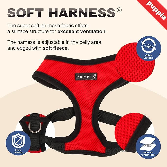 Puppia Soft Dog Harness, Wine, X-Large (PDCF-AC30-WN-XL)
