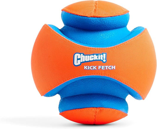Chuckit! Kick Fetch Ball Dog Toy - Floats in Water - Perfect for Interactive Play - Made with Durable Rubber and Foam - For Large Dogs - Size Large - 8-inch Diameter - Pack of 1