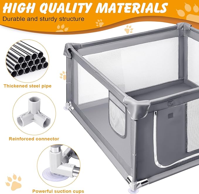 48x48x26 Inch Dog Playpen for Puppies & Small Dogs,Foldable Portable Soft Indoor/Outdoor Pet Fence with Gate,Dog Play Enclosure