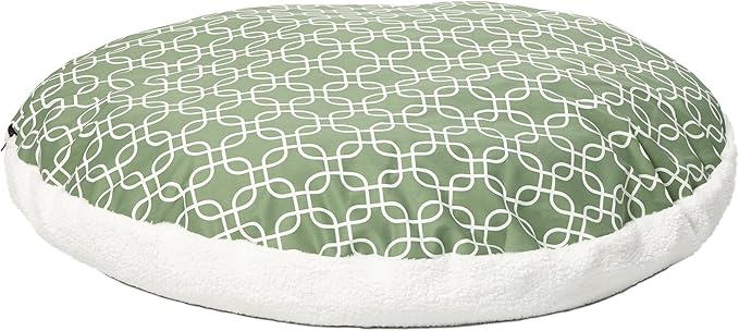 Midwest Homes for Pets PF0034T-FGR Over-Stuffed Dog Bed, Medium, 34" Round, Medium Dog Breed, Green Geometric Pattern