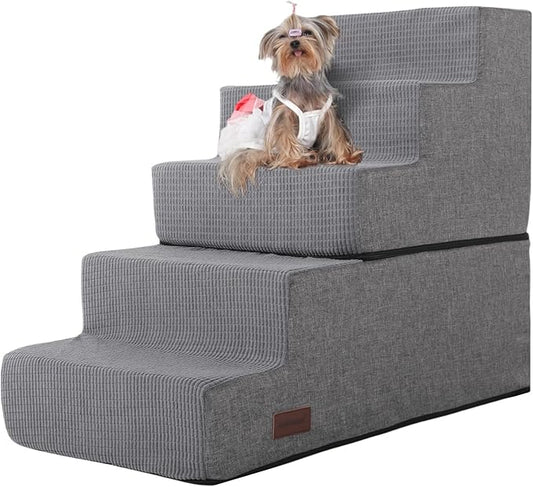 Dog Stairs for High Bed,5 Steps Pet Stairs for Small Dogs and Cats,Anti-Slip Removable Dog Steps for Bed,Bed Stairs for Dog,Grey