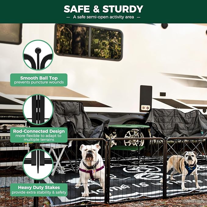 FXW Rollick Dog Playpen for Yard, RV Camping, 24 inch 48 Panels for Puppy and Small Dogs│Patented