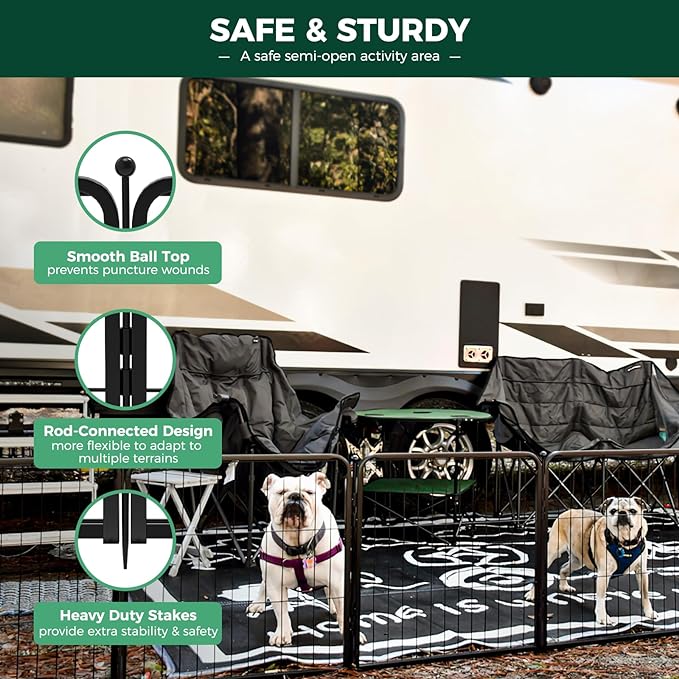 FXW Rollick Dog Playpen for Yard, RV Camping, 24 inch 16 Panels for Puppy and Small Dogs│Patented