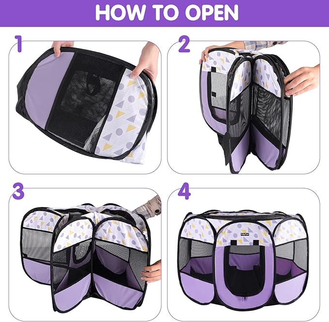 Lucky Monet Portable Dog Cat Playpen Small Dog Puppy Kitten Play Pens Indoor Pop Up Travel Dog Pen for Outdoor Camping Use