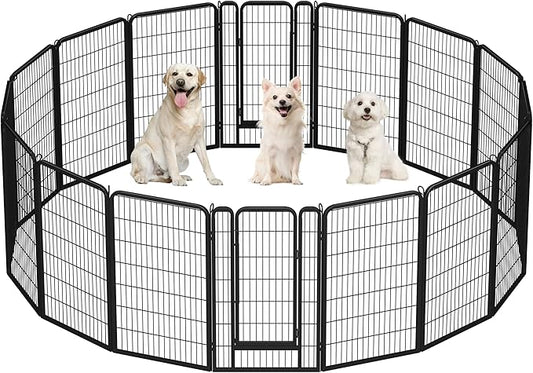 Yaheetech Dog Playpen Outdoor, 47 inch 16 Panels Dog Pen Indoor Heavy Duty Puppy Exercise Pen Metal Pet Fence for RV Camping/Yard/Garden