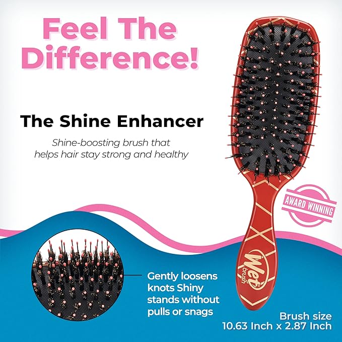 Wet Brush Shine Enhancer Paddle Brush, Terracotta - Hair Detangler Brush with Ultra Soft Bristles, Infused With Natural Argan Oil, Shiny Detangle & Smooth Hair, Wet or Dry, For All Hair Types