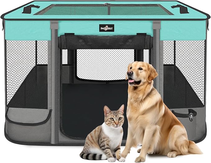 Pet Dog Cat Playpen,Foldable Waterproof Puppy KittenTent,Portable Playpen Kennel,Breathable Shade Cover Crate,Play Pen with Carrying Case, Indoor OutdoorTravel Camping for Small Animals