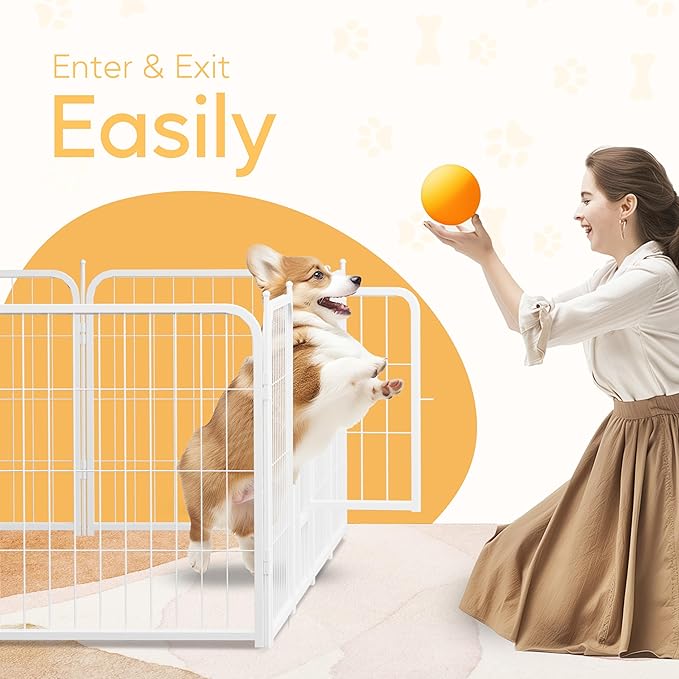 HealSmart Dog Playpen Indoor, Puppy Playpen Indoor for Yard, Camping, 24" Height 16 Panels Heavy Duty Dog Pen for Small/Medium Dogs, White