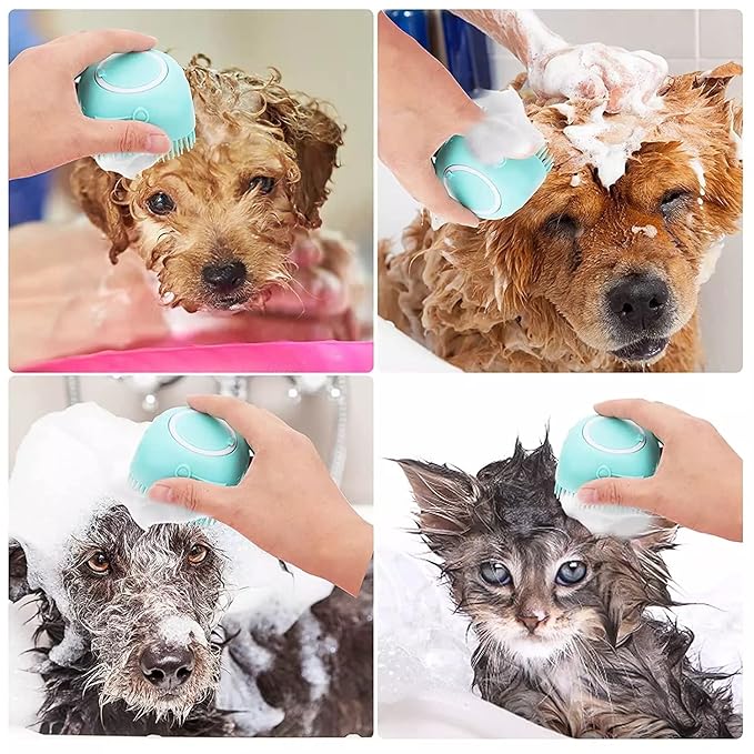 BEAUTY PCKT 2 IN 1 CAT AND DOG BATH MASSAGE BRUSH (pink, soft colors)