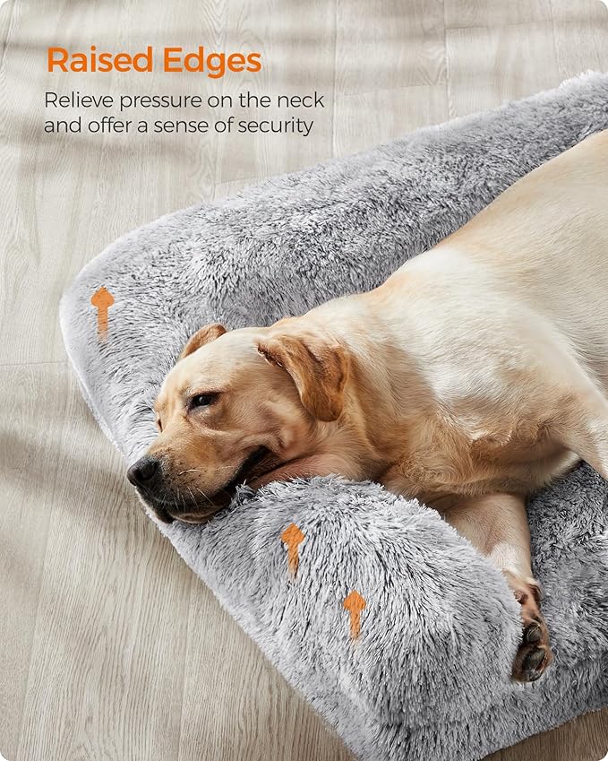 Feandrea Dog Bed, Orthopaedic Dog Sofa Bed for Medium and Large Dogs, Waterproof Ped Bed with Removable Washable Cover, 42 x 31.5 x 9 Inches, Gray Ombré UPGW233G01