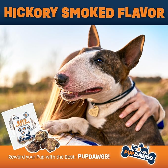 Single Ingredient Dog Bone Made in USA - Beef Knee Caps - 100% Natural Dog Bones for Aggressive Chewers - from USDA Inspected Beef - Hickory Smoked - Individually Wrapped (3 Piece Pack)