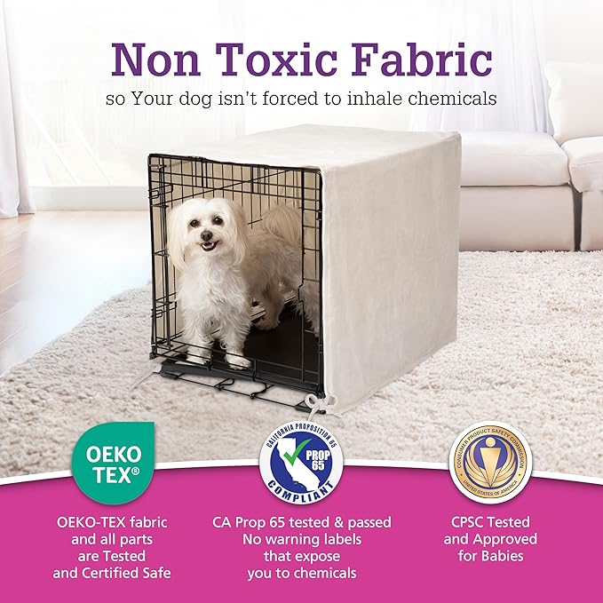 Pet Dreams Dog Crate Cover - Breathable Fabric Kennel Topper for Single-Door Crates, Fits iCrate Dog Cages 18, 24, 30, 36, 42, 48 Inches (Ivory, X Small, 18")