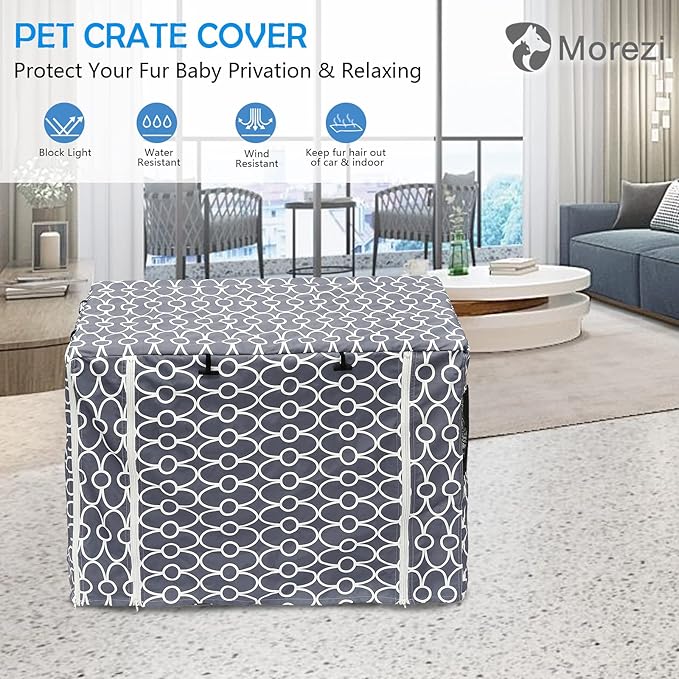 Dog Crate Cover Kennel Dogs Covers fits Small Medium Large crates cage Heavy Nylon Waterproof soundproof Indoor Outdoor - Cover only - Grey - 30 inch