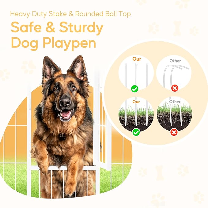 HealSmart Dog Playpen Indoor, Puppy Playpen Indoor for Yard, Camping, 40" Height 8 Panels Heavy Duty Dog Pen for Small/Medium Dogs, White