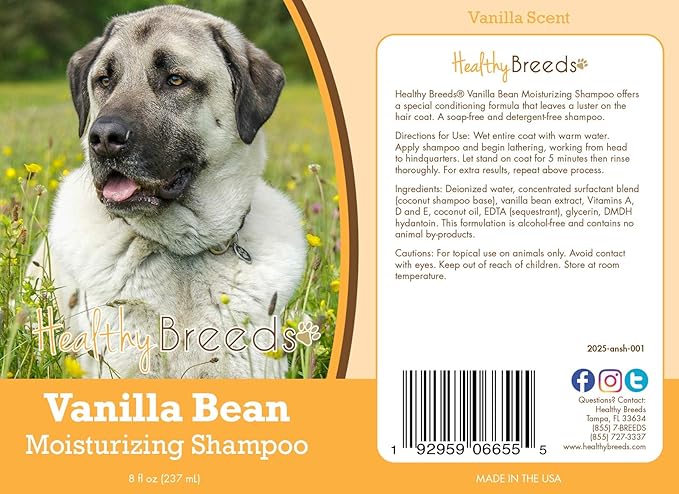 Healthy Breeds Anatolian Shepherd Dog Vanilla Bean Moisturizing Shampoo + Conditioner - with Vitamins A, D, E + Coconut Oil - 8 oz