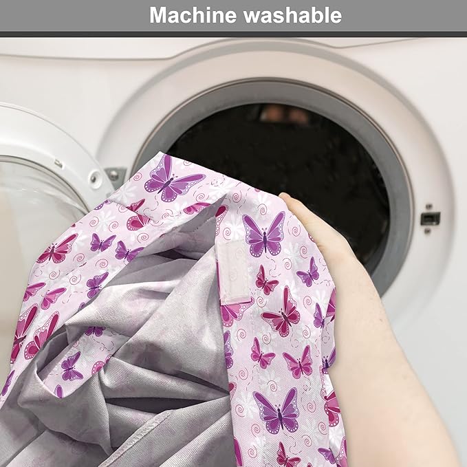 Ambesonne Purple Dog Crate Cover, Abstract Butterflies on Floral Background Feminine Romance Illustration, Easy to Use Pet Kennel Cover for Medium Large Dogs, 36 Inch, Maroon Purple Pale Pink
