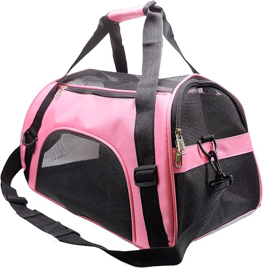 Cat Carrier,Soft-Sided Pet Travel Carrier for Cats,Dogs Puppy Comfort Portable Foldable Pet Bag Airline Approved (Medium-LightPink)