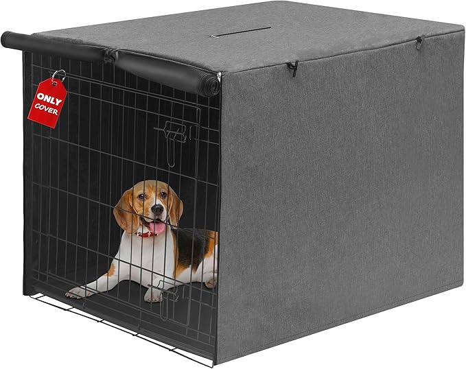 Deblue Indoor 54 Inches Dog Crate Cover, Privacy Durable Polyester Pet Kennel Covers Universal Fit for Wire Crate (Grey)