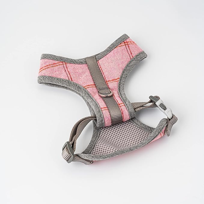 HUGO & HUDSON Dog Harness, No-Pull Anti Choke Tweed Harness Vest, Pink Checkered, M