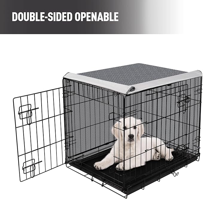 Dog Crate Cover for Wire Cages 30 Inch Indoor Breathable Polyester Pet Kennel Cover Machine Wash & Dry Double Door (Cover Only)
