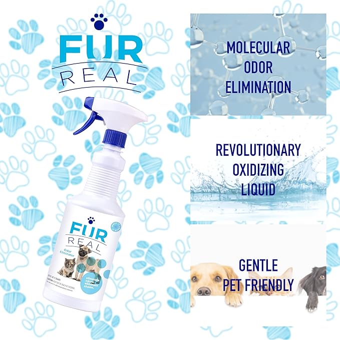 Fur Real Pet Odor Eliminator - 32oz Non-Toxic Dog Smell Eliminator for Home, Attacks the Source - Dog Deodorizing Spray for Lingering Smells