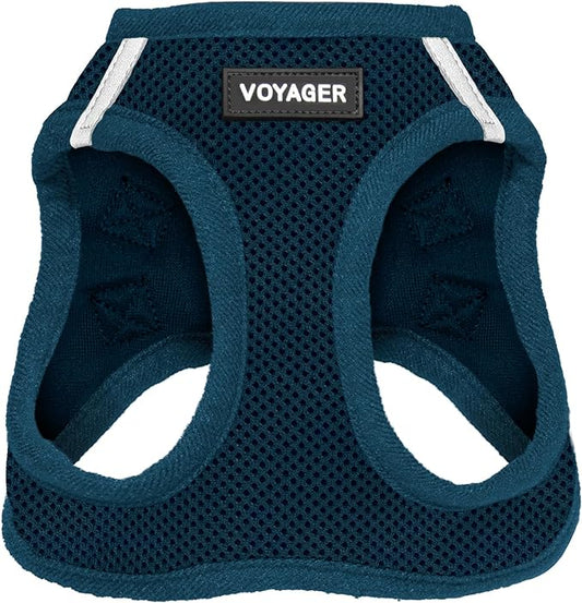Voyager Step-In Air Dog Harness - All Weather Mesh, Reflective, No Pull Harness for Small, Medium Dogs, Cats - Secure with Hook & Loop Fastener, Buckle, Double D-Rings - Blue, XXS