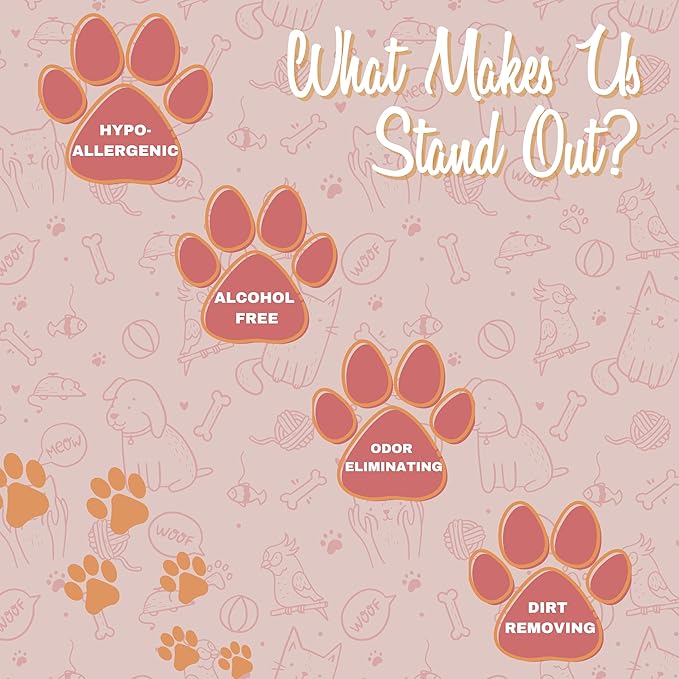 FurryFriends Pet Wipes | Citrus Scented | Hypo-allergenic | Alcohol Free| Deodorizing | Removes Loose Hair & Dirt | Incredibly Clean | 8 Pack