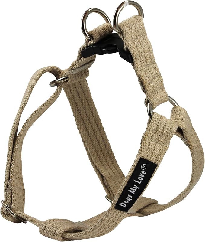 Cotton Web Adjustable Dog Step-in Harness 4 Sizes Beige (Small: 8"-13.5" Chest; 5/8" Wide)