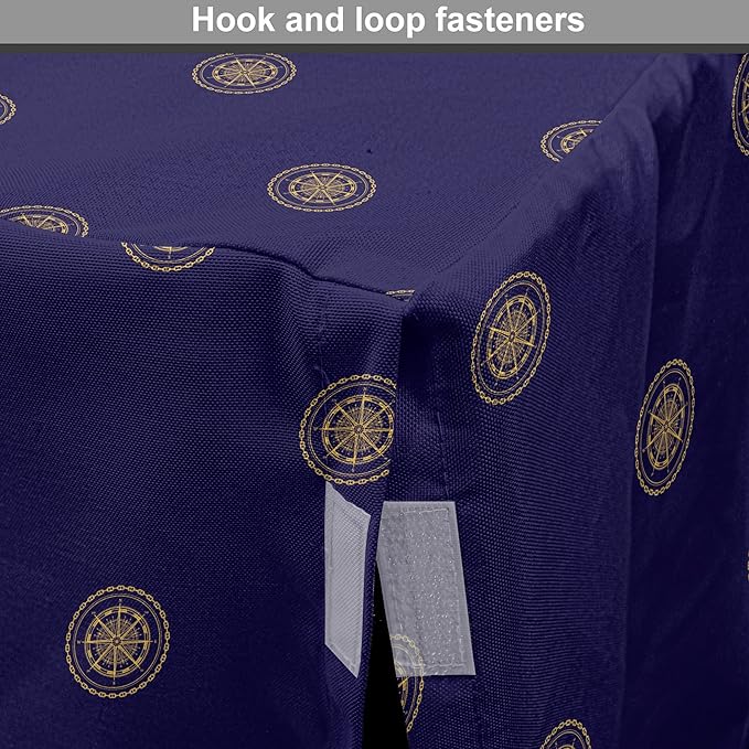 Lunarable Compass Rose Dog Crate Cover, Navigation Themed Vintage Gears Tools in Dark Tones Illustration, Easy to Use Pet Kennel Cover for Cats & Medium Dogs, 30 Inch, Indigo and Dark Mustard