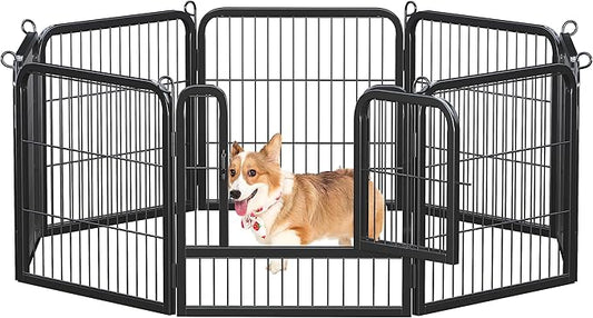 Yaheetech Dog Playpen Outdoor, 24 inch 8 Panels Dog Pen Indoor Heavy Duty Puppy Exercise Pen Metal Pet Fence for RV Camping/Yard/Garden
