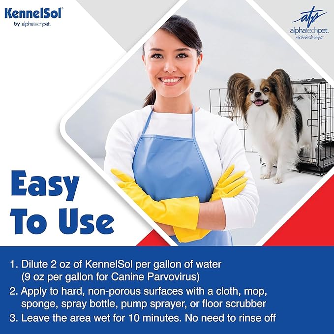 KennelSol 1-Step Kennel Cleaner, Liquid Disinfectant Cleaner, Effective Against Fungi, Bacteria and Viruses, 1 Gallon - Pack of 4 by Alpha Tech Pet