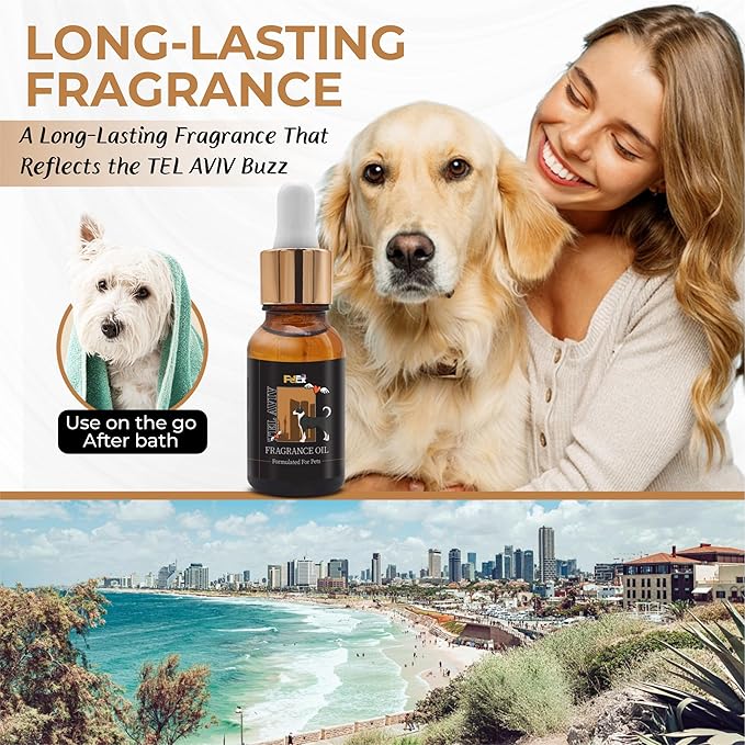 Petex Premium Pet Fragrance Oil | Ultra Premium Natural Pet Care with Dead Sea Minerals | Dog Perfume Fragrance Oil Long Lasting Scent | Natural Pet Cologne - Suitable for Dogs and Cats (Tel Aviv)