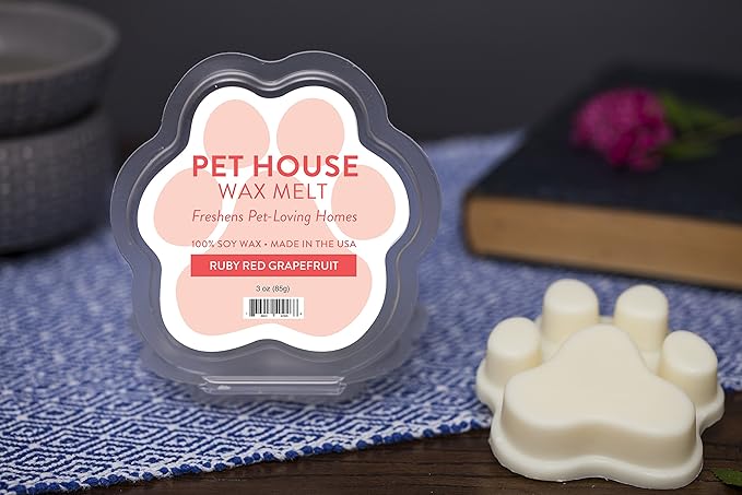 One Fur All Pet House Spring and Summer Wax Melts for Pet Odor, Natural, Plant Based Soy Wax Melts, Long Lasting Fragrance for Fresh Smelling Homes, Ruby Red Grapefruit