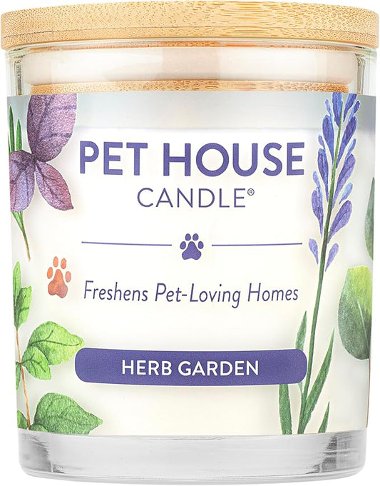 Pet House 9 oz Herb Garden Scented Pet Odor Candle, Clean Burning, Long Lasting, Plant Based Spring, Summer Scented Soy Candle, 60 Hour Burn Time